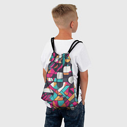 Рюкзак-мешок Разноцветные ретро фигуры, цвет: 3D-принт — фото 2