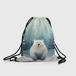 Рюкзак-мешок Мишка в зимнем лесу в стиле фолк-арт, цвет: 3D-принт