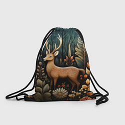 Рюкзак-мешок Лесной олень в стиле фолк-арт, цвет: 3D-принт