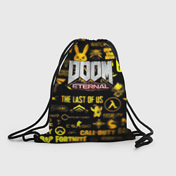 Рюкзак-мешок Doom золотые логотипы игр, цвет: 3D-принт