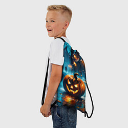 Рюкзак-мешок Темная ночная улица и жуткие тыквы, цвет: 3D-принт — фото 2