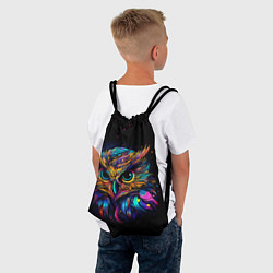 Рюкзак-мешок Разноцветная цифровая сова - нейросеть, цвет: 3D-принт — фото 2
