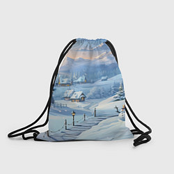 Рюкзак-мешок Новогодний дворик со снеговиком, цвет: 3D-принт