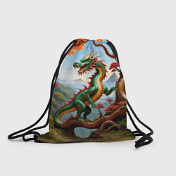 Рюкзак-мешок Зеленый деревянный дракон, цвет: 3D-принт