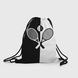 Рюкзак-мешок Теннис - чёрно белое, цвет: 3D-принт