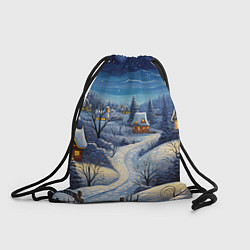Рюкзак-мешок Деревня новогодняя, цвет: 3D-принт