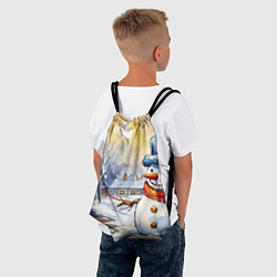 Рюкзак-мешок Снеговик новый год, цвет: 3D-принт — фото 2