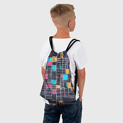 Рюкзак-мешок Белые полосы и разноцветные квадраты, цвет: 3D-принт — фото 2