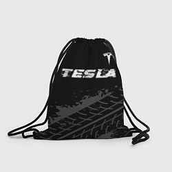 Рюкзак-мешок Tesla speed на темном фоне со следами шин посереди, цвет: 3D-принт