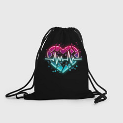 Рюкзак-мешок Разбитое сердце с линией пульса со свечением, цвет: 3D-принт
