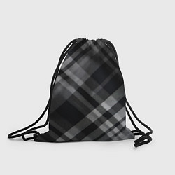 Рюкзак-мешок Черно-белая диагональная клетка в шотландском стил, цвет: 3D-принт