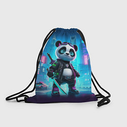 Рюкзак-мешок Панда кибер самурай в ночном Нью-Йорке, цвет: 3D-принт