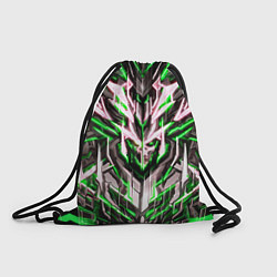 Рюкзак-мешок Неоновый зелёный кибер череп, цвет: 3D-принт