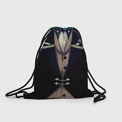 Рюкзак-мешок Фрак тёмный с цепочками и брошью, цвет: 3D-принт