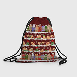 Рюкзак-мешок Капибара с семьей зимой, цвет: 3D-принт