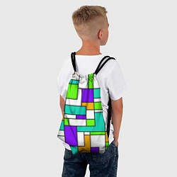 Рюкзак-мешок Геометрический зелёно-фиолетовый, цвет: 3D-принт — фото 2