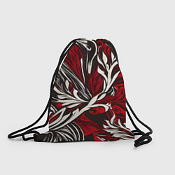 Рюкзак-мешок Красно белый узор на чёрном фоне, цвет: 3D-принт