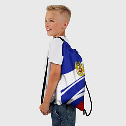 Рюкзак-мешок Герб России на абстрактных полосах, цвет: 3D-принт — фото 2