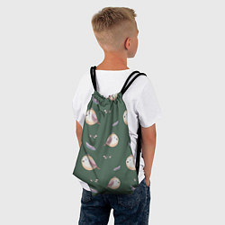 Рюкзак-мешок Птички и перышки на зеленом, цвет: 3D-принт — фото 2