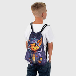 Рюкзак-мешок Дракончик и снежинки, цвет: 3D-принт — фото 2