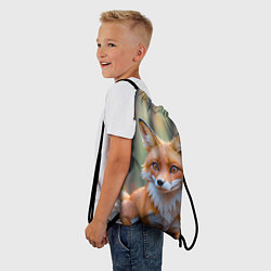 Рюкзак-мешок Портрет лисы в осеннем лесу, цвет: 3D-принт — фото 2