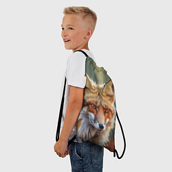 Рюкзак-мешок Портрет лисы с осенними листьями, цвет: 3D-принт — фото 2