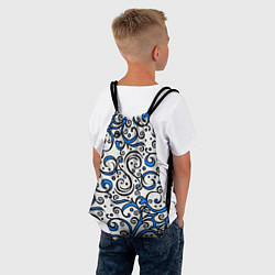 Рюкзак-мешок Синие кружевные узоры, цвет: 3D-принт — фото 2