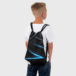 Рюкзак-мешок Черный и синий фон с абстракцией, цвет: 3D-принт — фото 2