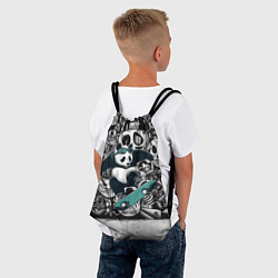 Рюкзак-мешок Скейтбордист панда на фоне граффити, цвет: 3D-принт — фото 2