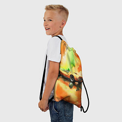 Рюкзак-мешок Машина на оранжево зеленом фоне акварель, цвет: 3D-принт — фото 2
