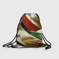 Рюкзак-мешок Золотая абстракция с зелеными и красными вставками, цвет: 3D-принт