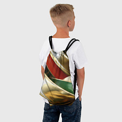 Рюкзак-мешок Золотая абстракция с зелеными и красными вставками, цвет: 3D-принт — фото 2