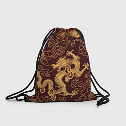 Мешок для обуви Черно-золотая гравюра дракона