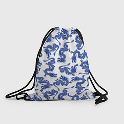 Рюкзак-мешок Синие новогодние драконы, цвет: 3D-принт