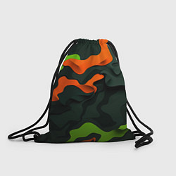 Рюкзак-мешок Зеленые и оранжевые кляксы, цвет: 3D-принт