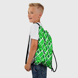 Рюкзак-мешок Зелёные треугольники и белые полосы, цвет: 3D-принт — фото 2