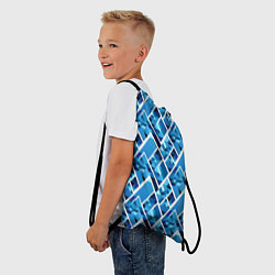 Рюкзак-мешок Синие треугольники и белые полосы, цвет: 3D-принт — фото 2
