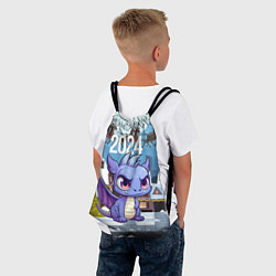 Рюкзак-мешок Фиолетовый новогодний дракоша, цвет: 3D-принт — фото 2