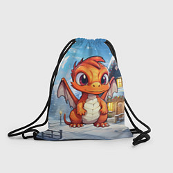 Рюкзак-мешок Милый дракон оранжевого цвета, цвет: 3D-принт