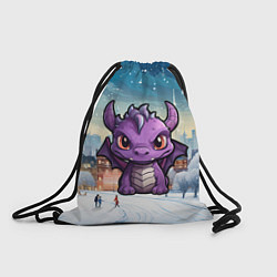 Рюкзак-мешок Фиолетовый недовольный дракон, цвет: 3D-принт