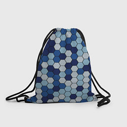 Рюкзак-мешок Камуфляж гексагон синий, цвет: 3D-принт