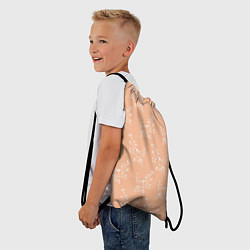 Рюкзак-мешок Белые ветки на персиковом фоне, цвет: 3D-принт — фото 2