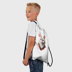 Рюкзак-мешок Белый кот от ai, цвет: 3D-принт — фото 2