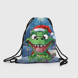 Рюкзак-мешок Зеленый новогодний счастливый дракон новогодний 20, цвет: 3D-принт