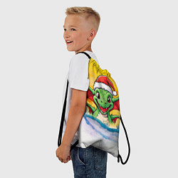 Рюкзак-мешок Веселый дракон зеленый 2024, цвет: 3D-принт — фото 2