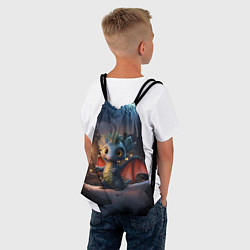 Рюкзак-мешок Маленький дракон на фоне замка, цвет: 3D-принт — фото 2