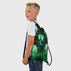 Рюкзак-мешок Зелёные черепа на зелёном фоне, цвет: 3D-принт — фото 2
