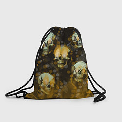 Рюкзак-мешок Жёлтые черепа на чёрном фоне, цвет: 3D-принт