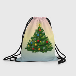 Рюкзак-мешок Ёлка украшенная на нежном фоне, цвет: 3D-принт