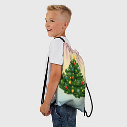 Рюкзак-мешок Ёлка украшенная на нежном фоне, цвет: 3D-принт — фото 2
